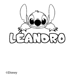 Coloraci&oacute;n del nombre L&Eacute;ANDRO - decorado Stitch