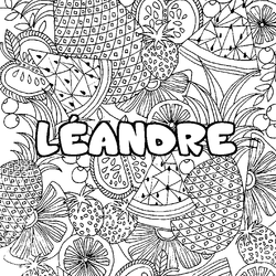 Coloraci&oacute;n del nombre L&Eacute;ANDRE - decorado mandala de frutas