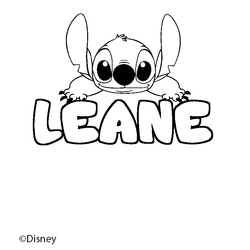 Coloraci&oacute;n del nombre LEANE - decorado Stitch
