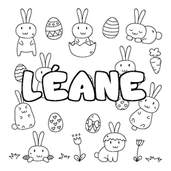 Coloraci&oacute;n del nombre L&Eacute;ANE - decorado Pascua