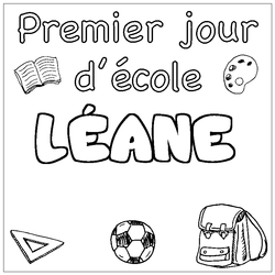 Coloraci&oacute;n del nombre L&Eacute;ANE - decorado primer d&iacute;a de escuela
