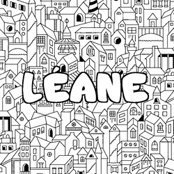 Coloraci&oacute;n del nombre L&Eacute;ANE - decorado ciudad