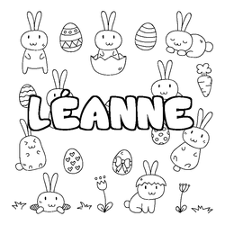 Coloraci&oacute;n del nombre L&Eacute;ANNE - decorado Pascua