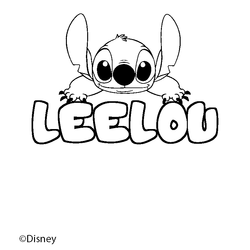 Coloraci&oacute;n del nombre LEELOU - decorado Stitch