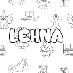 Coloraci&oacute;n del nombre LEHNA - decorado juguetes