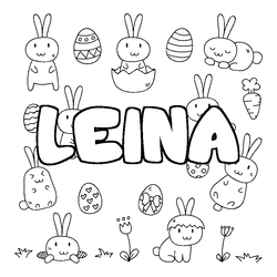 Coloraci&oacute;n del nombre LEINA - decorado Pascua