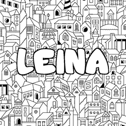 Coloraci&oacute;n del nombre LEINA - decorado ciudad