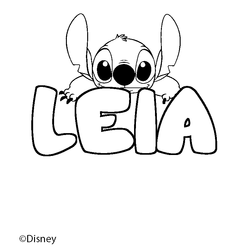 Coloraci&oacute;n del nombre LEIA - decorado Stitch