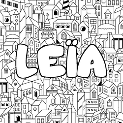 Coloraci&oacute;n del nombre LE&Iuml;A - decorado ciudad