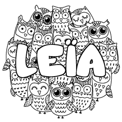 Coloraci&oacute;n del nombre LE&Iuml;A - decorado b&uacute;hos