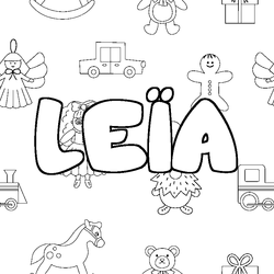 Coloraci&oacute;n del nombre LE&Iuml;A - decorado juguetes