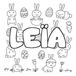 Coloraci&oacute;n del nombre LE&Iuml;A - decorado Pascua