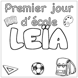 Coloraci&oacute;n del nombre LE&Iuml;A - decorado primer d&iacute;a de escuela