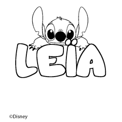 Coloraci&oacute;n del nombre LE&Iuml;A - decorado Stitch