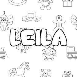 Coloraci&oacute;n del nombre LEILA - decorado juguetes