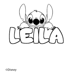 Coloraci&oacute;n del nombre LEILA - decorado Stitch