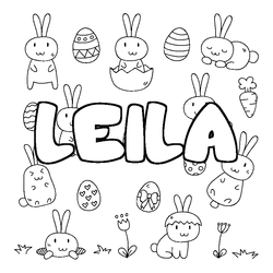 Coloraci&oacute;n del nombre LEILA - decorado Pascua