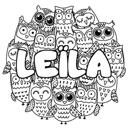 Coloraci&oacute;n del nombre LE&Iuml;LA - decorado b&uacute;hos