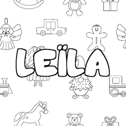 Coloraci&oacute;n del nombre LE&Iuml;LA - decorado juguetes