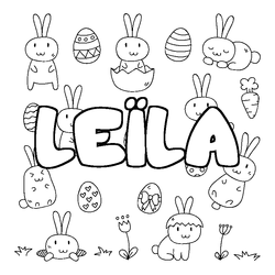 Coloraci&oacute;n del nombre LE&Iuml;LA - decorado Pascua