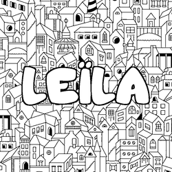 Coloraci&oacute;n del nombre LE&Iuml;LA - decorado ciudad