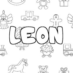 Coloraci&oacute;n del nombre LEON - decorado juguetes