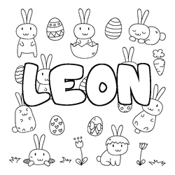 Coloraci&oacute;n del nombre LEON - decorado Pascua