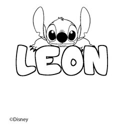 Coloraci&oacute;n del nombre LEON - decorado Stitch