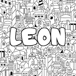 Coloraci&oacute;n del nombre LEON - decorado ciudad