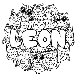Coloraci&oacute;n del nombre L&Eacute;ON - decorado b&uacute;hos