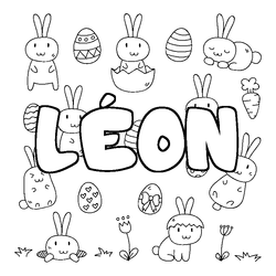 Coloraci&oacute;n del nombre L&Eacute;ON - decorado Pascua