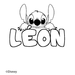 Coloraci&oacute;n del nombre L&Eacute;ON - decorado Stitch