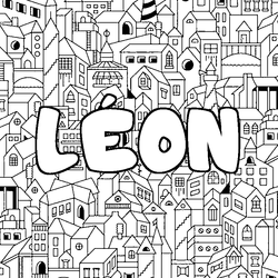 Coloraci&oacute;n del nombre L&Eacute;ON - decorado ciudad