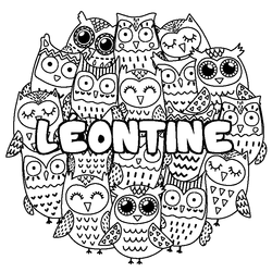 Coloraci&oacute;n del nombre L&Eacute;ONTINE - decorado b&uacute;hos