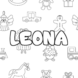 Coloraci&oacute;n del nombre LEONA - decorado juguetes