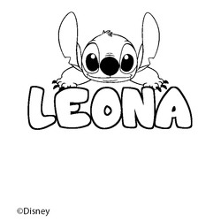 Coloraci&oacute;n del nombre LEONA - decorado Stitch