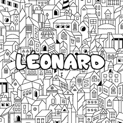 Coloraci&oacute;n del nombre L&Eacute;ONARD - decorado ciudad