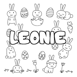 Coloraci&oacute;n del nombre LEONIE - decorado Pascua