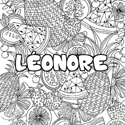 Coloraci&oacute;n del nombre L&Eacute;ONORE - decorado mandala de frutas