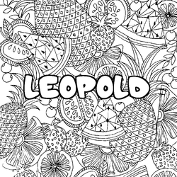 Coloraci&oacute;n del nombre LEOPOLD - decorado mandala de frutas