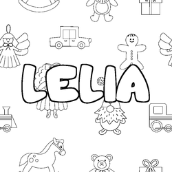 Coloraci&oacute;n del nombre LELIA - decorado juguetes