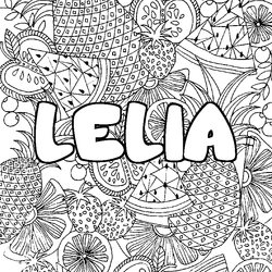 Coloraci&oacute;n del nombre LELIA - decorado mandala de frutas