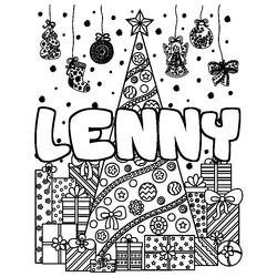Coloraci&oacute;n del nombre LENNY - decorado &aacute;rbol de Navidad y regalos