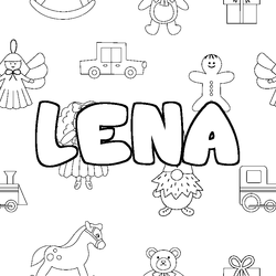 Coloraci&oacute;n del nombre LENA - decorado juguetes