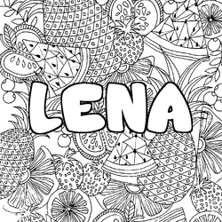 Coloraci&oacute;n del nombre LENA - decorado mandala de frutas