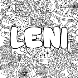 Coloraci&oacute;n del nombre LENI - decorado mandala de frutas