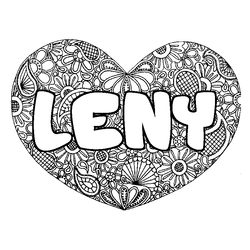 Coloraci&oacute;n del nombre LENY - decorado mandala de coraz&oacute;n