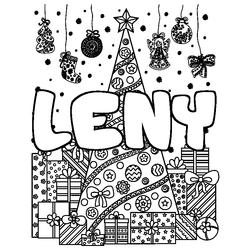 Coloraci&oacute;n del nombre LENY - decorado &aacute;rbol de Navidad y regalos