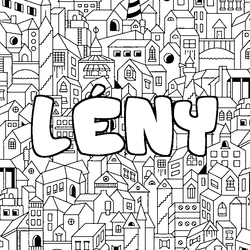 Coloraci&oacute;n del nombre L&Eacute;NY - decorado ciudad