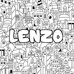 Coloraci&oacute;n del nombre LENZO - decorado ciudad